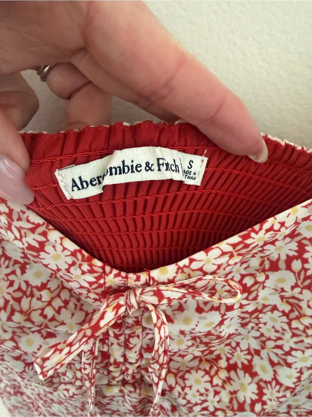 Abercrombie & Fitch Red Floral Wedding Guest Dress